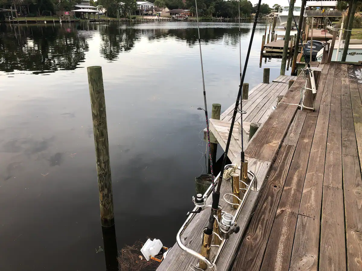 Rods and reels provided always ready to cast away